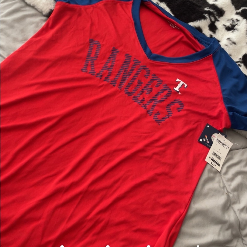 Rangers Red and Blue V-Neck T-Shirt